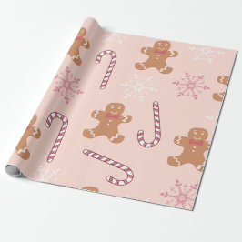 PINK GINGERBREAD MÄNNER CHRISTMAS GESCHENKPAPIER