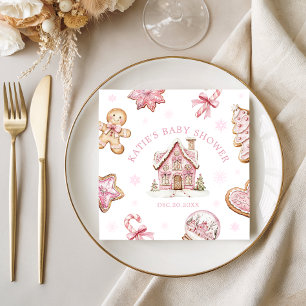 Pink Gingerbrei Cookie Baby Shower Girl Serviette