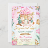 Pink Gingerbrot House Decoration Party laden ein