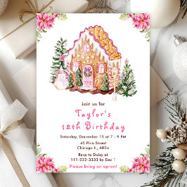 Pink Gingerbrot House Geburtstagsparty Einladung
