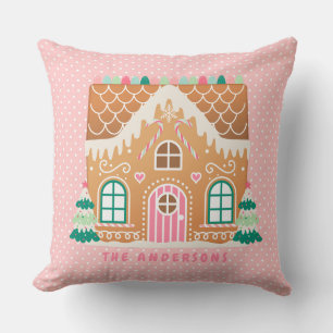 Pink Gingerbrot House   Personalisiert Kissen