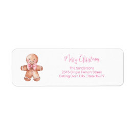 Pink Gingerbrot Man gibt Adresse Etikett zurück