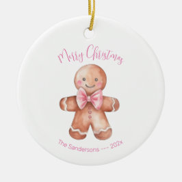 Pink Gingerbrot Mann Weihnachten Keramik Ornament