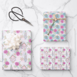 Pink Gingerbrot Weihnachten Geschenkpapier Set