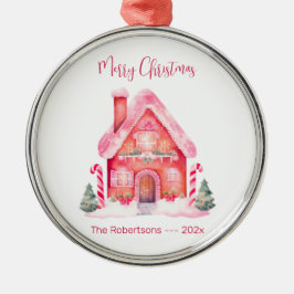 Pink Gingerbrot Weihnachten im Haus Ornament Aus Metall