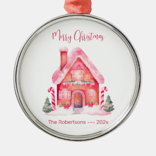Pink Gingerbrot Weihnachten im Haus Ornament Aus Metall