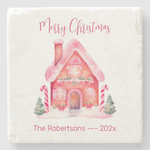 Pink Gingerbrot Weihnachten im Haus Steinuntersetzer