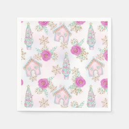 Pink Gingerbrot Weihnachten Serviette