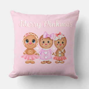 Pink Gingerbrot Weihnachtsbaum Kissen