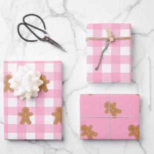 Pink Gingerbrot Wrapping Paper Set 3 Geschenkpapier Set