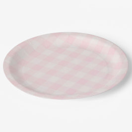 Pink Gingham 2 Pappteller
