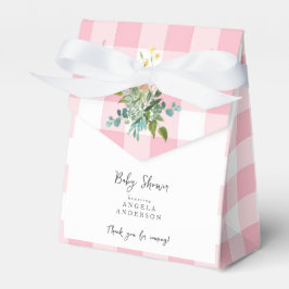Pink Gingham Baby Dusche Danke für Ihre Gefallen B Geschenkschachtel