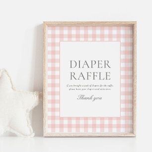 Pink Gingham Baby Duschmaschine Windeln Raffle Sch Poster