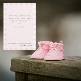 Pink Gingham Baby Girl Dusche Nachricht Vielen Dan Dankeskarte