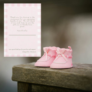 Pink Gingham Baby Girl Dusche Nachricht Vielen Dan Dankeskarte
