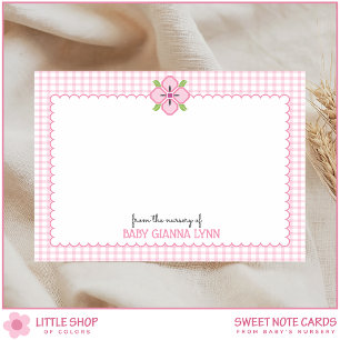 Pink Gingham Baby Girl Kinderzimmer - Danke Mitteilungskarte