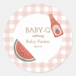 Pink Gingham Baby-Q Sticker