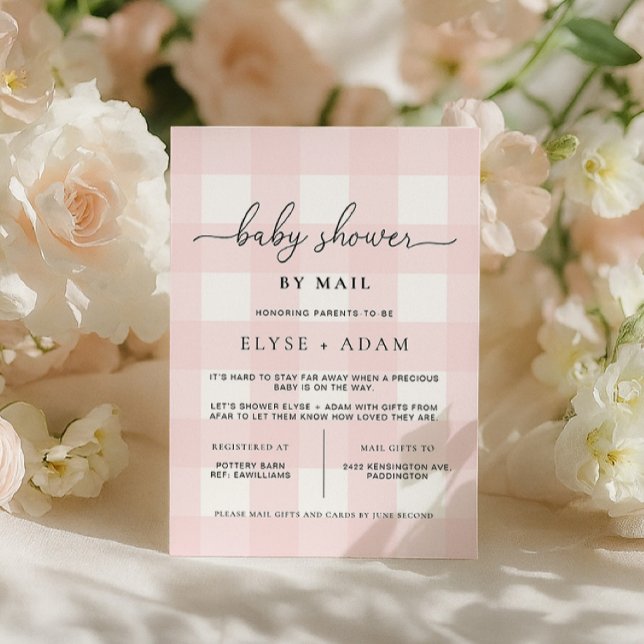 Pink Gingham Baby Shower by Mail Einladung (Von Creator hochgeladen)