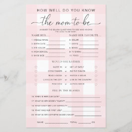 Pink Gingham Baby Shower kennt die Mama zu sein