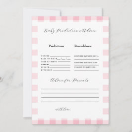 Pink Gingham Baby Shower Vorhersagen II Einladung