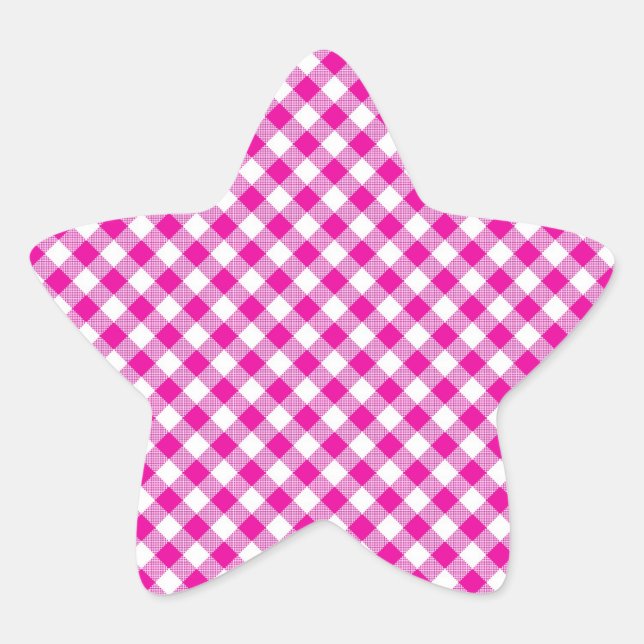 Pink Gingham Background Star Sticker (Vorderseite)