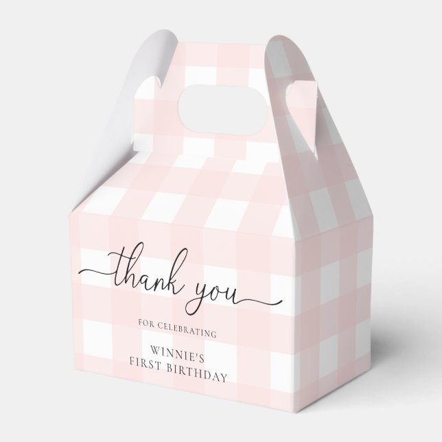 Pink Gingham Birthday Vielen Dank für Ihre Unterst Geschenkschachtel (Vorderseite)