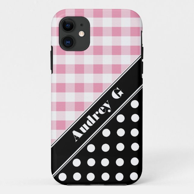 Pink Gingham Black Polka Dot iPhone 5 Fall Case-Mate iPhone Hülle (Rückseite)