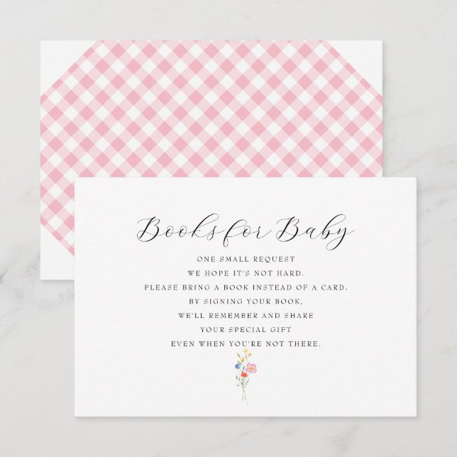 Pink Gingham Books for Baby Shooting RSVP Karte (Vorne/Hinten)