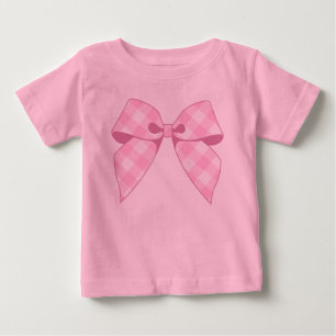 Pink Gingham Bow Pink Tutu Baby Bodysuit Baby T-shirt