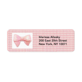 Pink Gingham Bow Rücksendeadresse