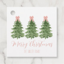 Pink Gingham Bow Weihnachtsbaum Gift Tags