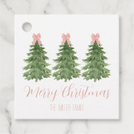 Pink Gingham Bow Weihnachtsbaum Gift Tags Geschenkanhänger