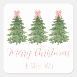 Pink Gingham Bow Weihnachtsbaum Sticker Geschenk T