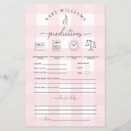 Pink Gingham Bunny Baby Predictions Game