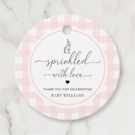 Pink Gingham Bunny Rabbit gesprinklt mit Liebe Geschenkanhänger