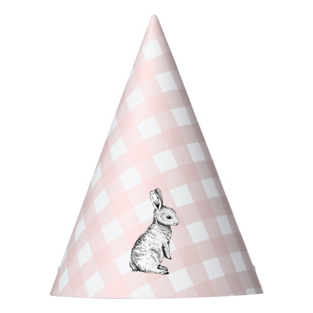 Pink Gingham Bunny Rabbit Partyhütchen (Vorderseite)