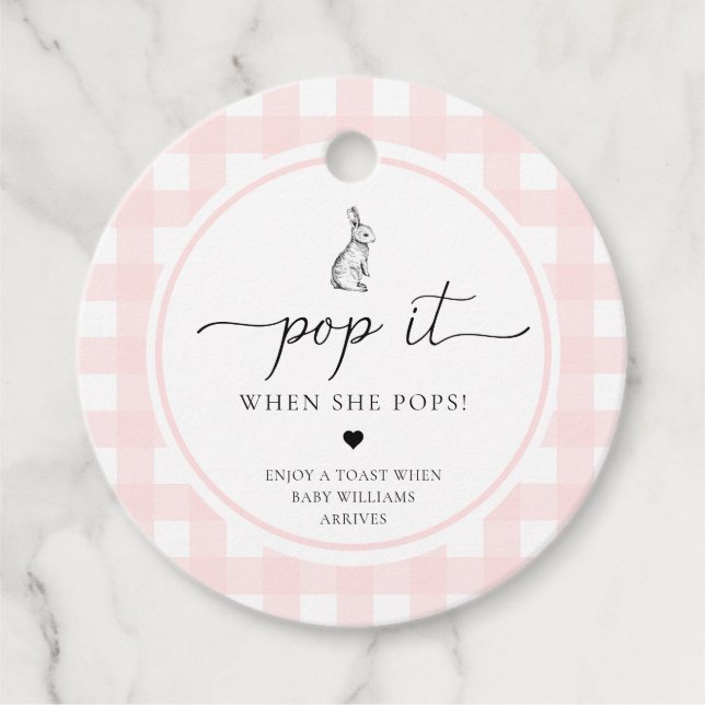 Pink Gingham Bunny Rabbit Pop Es, wenn sie Pop Geschenkanhänger (Vorderseite)