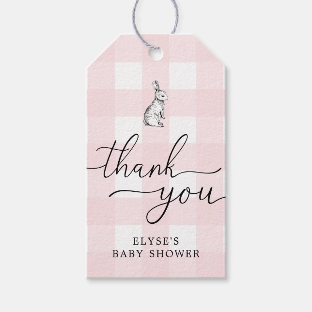 Pink Gingham Bunny Rabbit Vielen Dank für Ihre Unt Geschenkanhänger (Vorderseite)