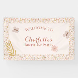 Pink Gingham Butterfly Wildblumen Banner