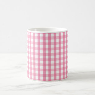 Pink Gingham Check Pattern Two-Tone Coffee Mug Kaffeetasse