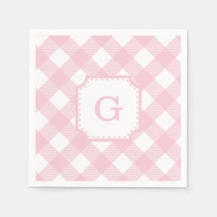 Pink Gingham Checkered Patternpapier Napkin Serviette