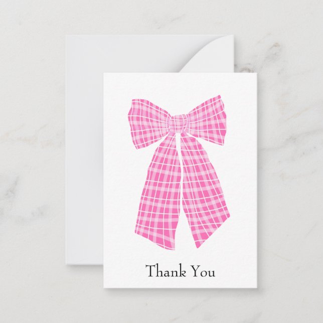 Pink Gingham Coquette Bow individuell einstellbar  Mitteilungskarte (Vorderseite)