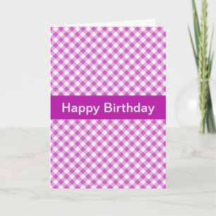 Pink Gingham Custom Birthday Card Karte