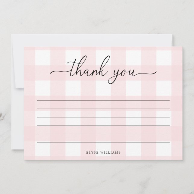 Pink Gingham Dankeschön Karte (Vorderseite)