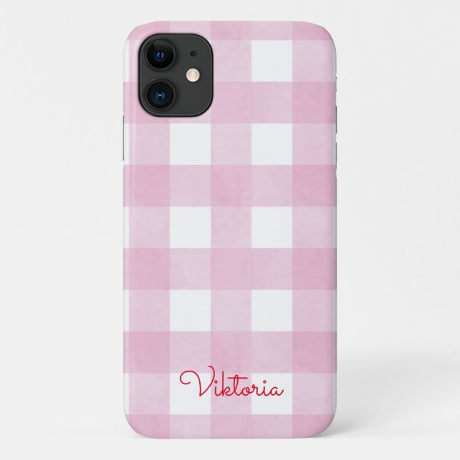 Pink Gingham Decor Case-Mate iPhone Hülle (Rückseite)