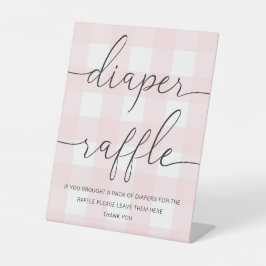 Pink Gingham Diaper Raffle Sockelschild