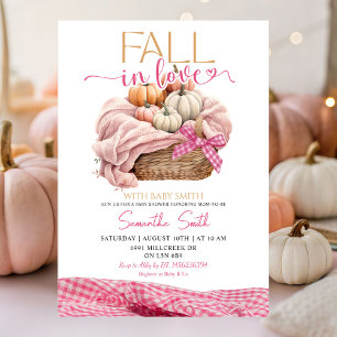 Pink Gingham Fall in Liebe Fall Thema Kinderdusche Einladung