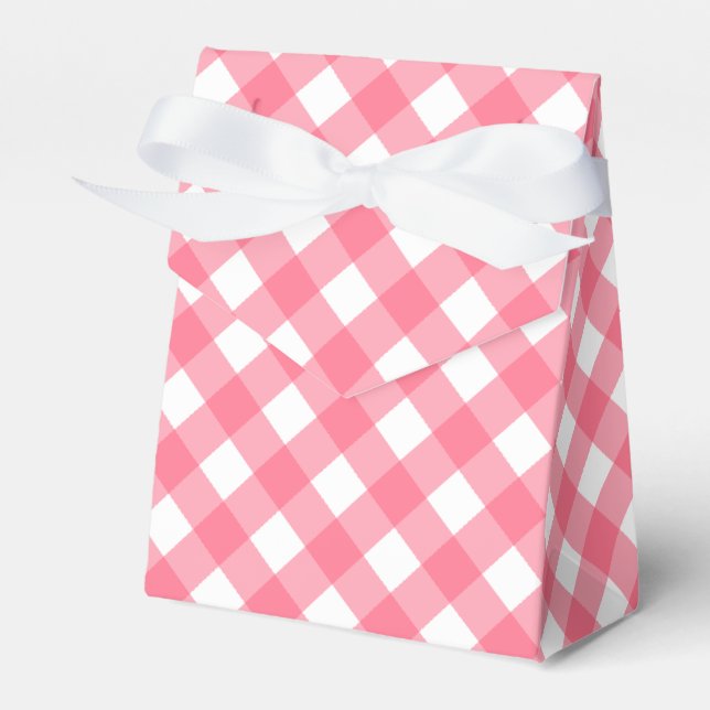 Pink Gingham Favor Box Geschenkschachtel (Vorderseite)