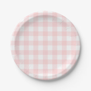Pink Gingham für Ostern Bunny & Egg Papierplatte Pappteller
