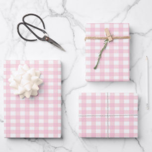 Pink Gingham Geschenkpapier Set